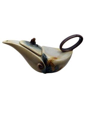 Hull Pottery Teapot Genie Lamp Parchment & Pine Vintage 50s Mid-Century Modern